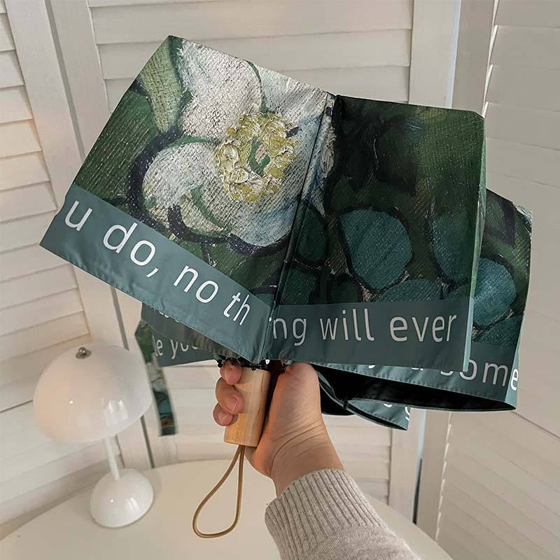 Damer sammenleggbart paraply med florale accenter Skanto