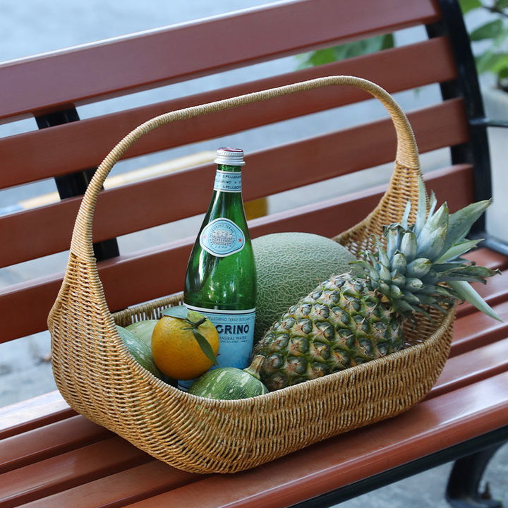 Dame Håndlaget Rattan Kurv med elegant kontur Skanto