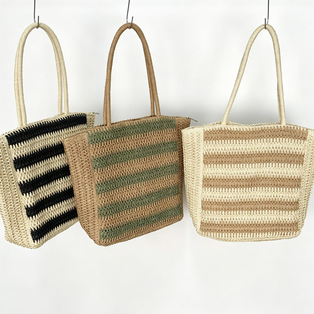 Designer Bastveske med grafisk stripe mønster Skanto