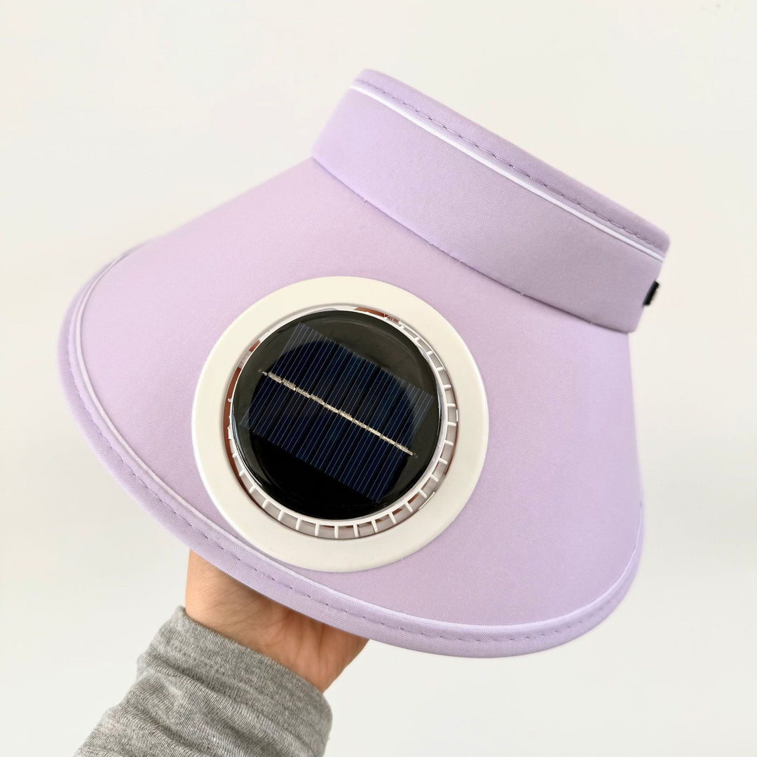 Lett sammenleggbar solskjerm med integrert solarmodul og stille vifte Skanto