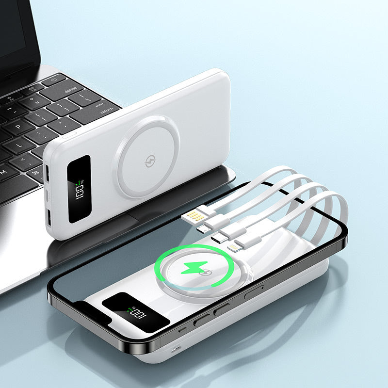 Bærbar Powerbank med integrert Qi-ladefunksjon og digital visning Skanto