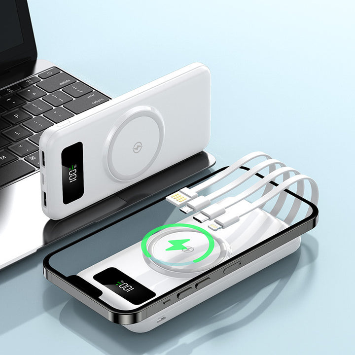 Bærbar Powerbank med integrert Qi-ladefunksjon og digital visning Skanto