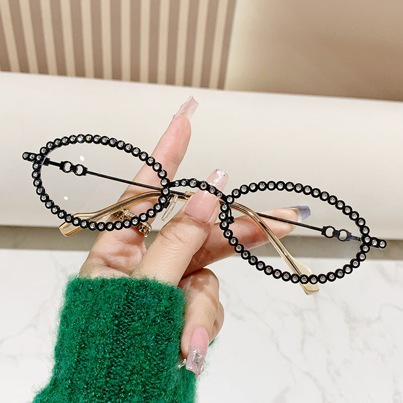 Damen Designer Brille ramme med ekstravagant perleinnramming Skanto