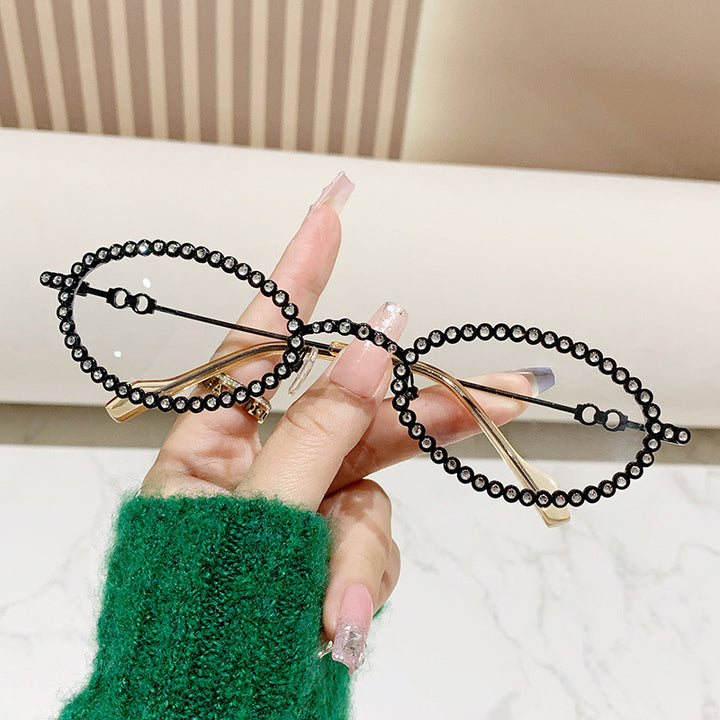 Damen Designer Brille ramme med ekstravagant perleinnramming Skanto