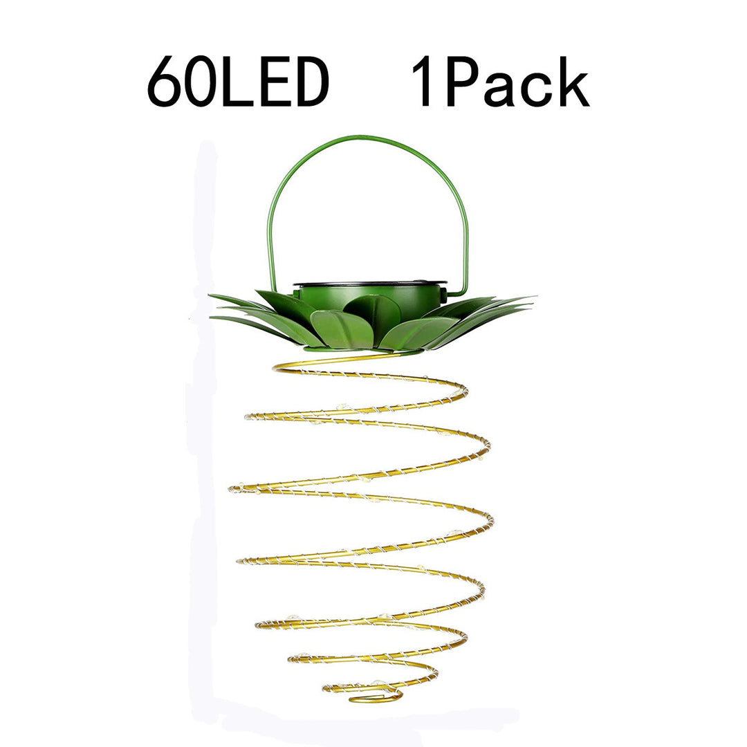 Spiral Hengende Solar LED Lantern Med Lotus Kåpe Og Bæregrep Skanto