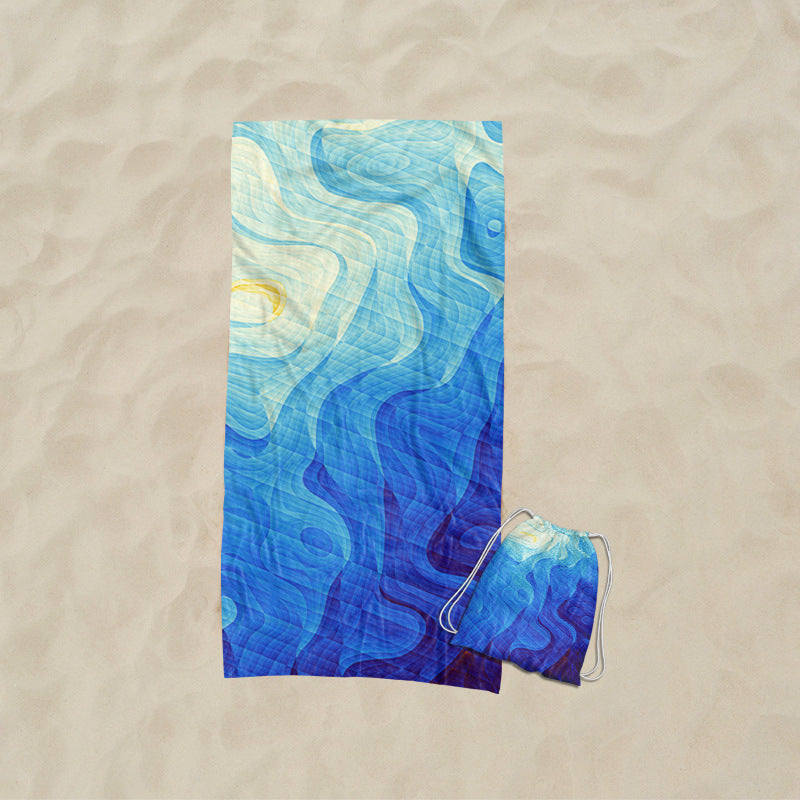 Strandhåndkle med kunstnerisk bølgedesign Skanto