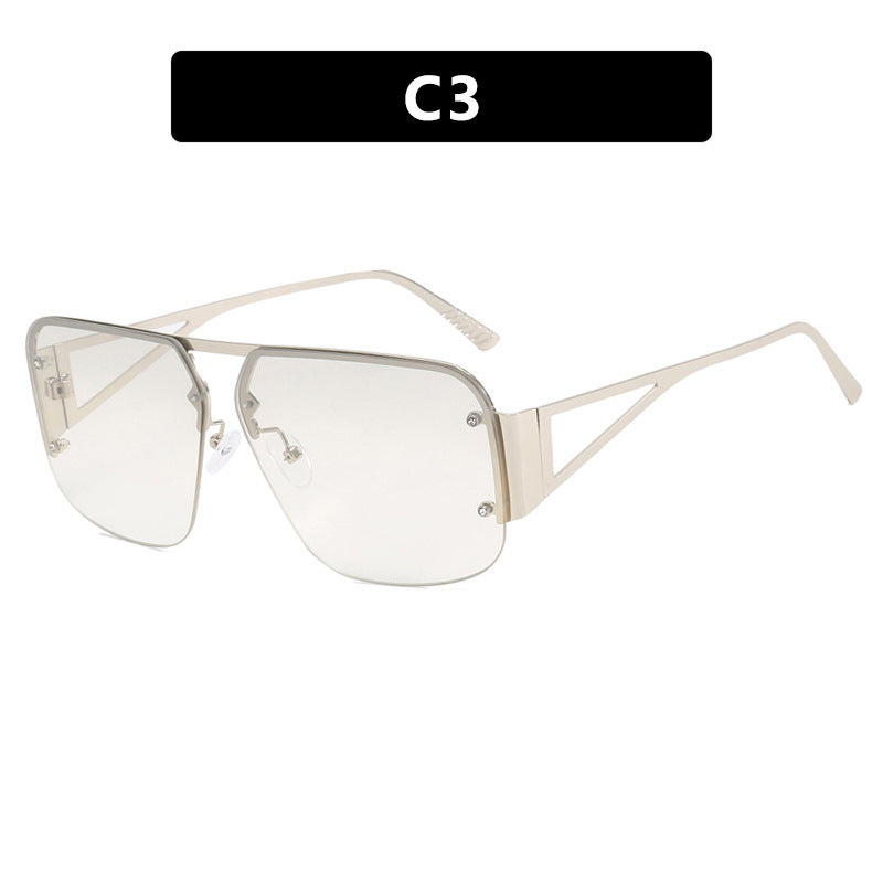 Dame futuristisk solbrille med firkantet ramme og speilende glass Skanto