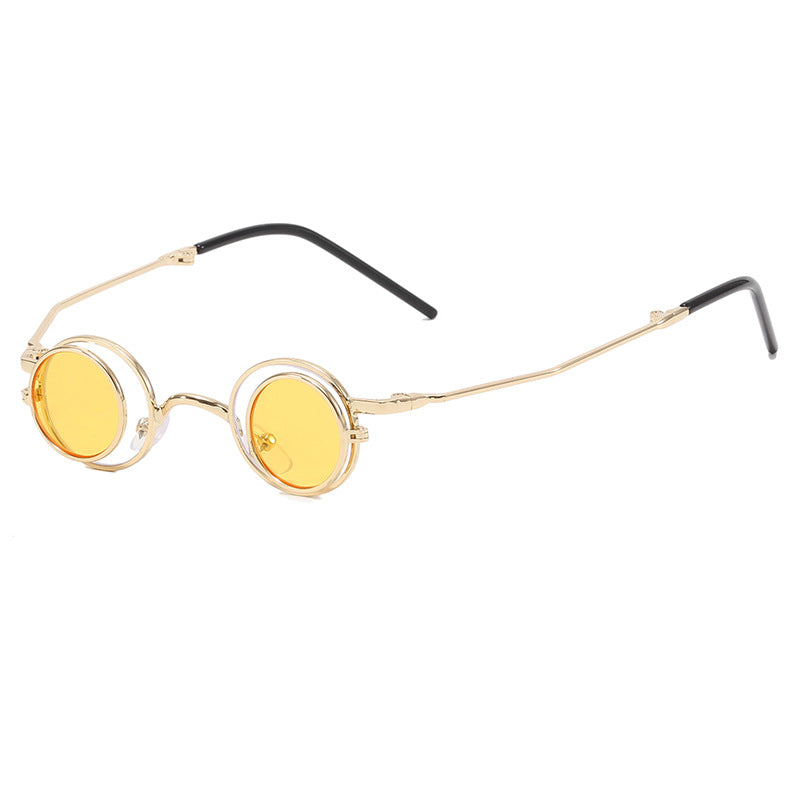 Dame Moderne runde solbriller med elegant metallramme Skanto