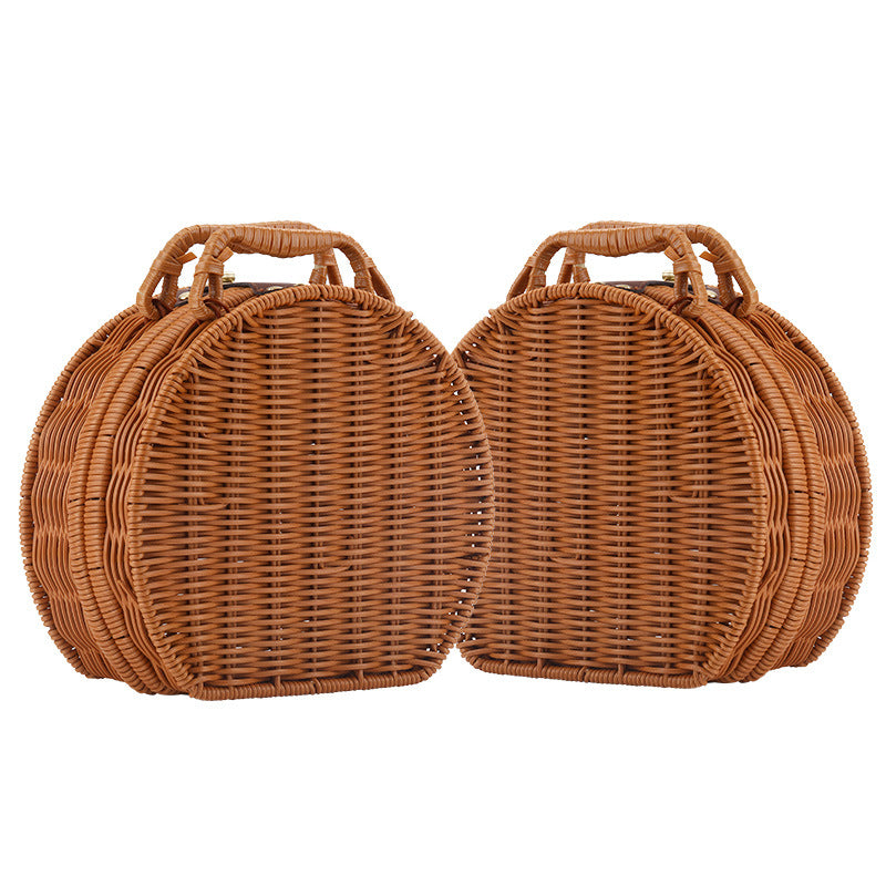 Damer Runde Wicker Håndveske Skanto
