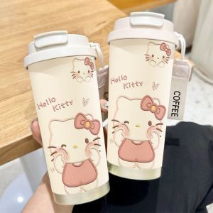 Dame isolerende drikkeflaske med praktisk klappdeksel og sjarmerende Hello Kitty-design Skanto