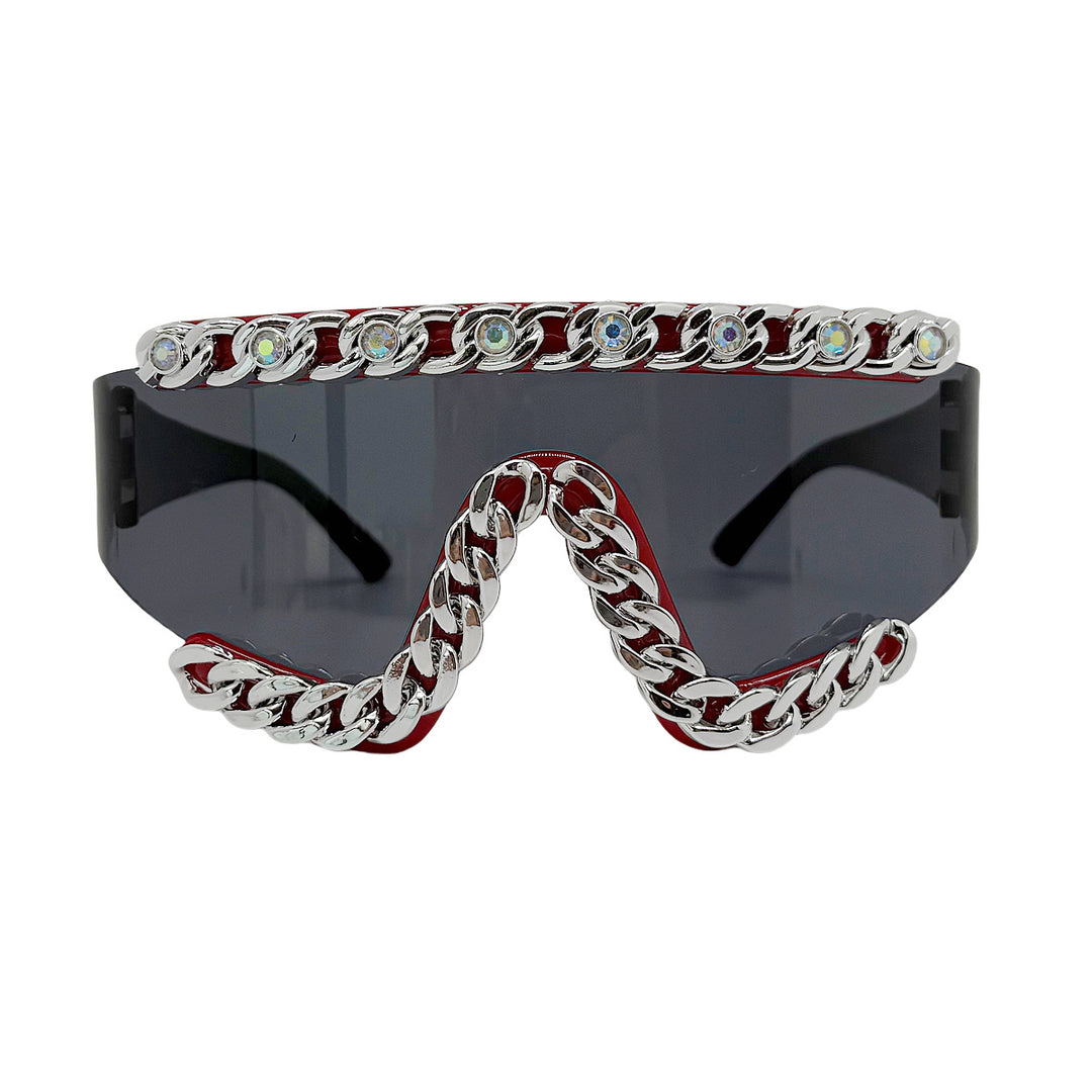 Dame Fashion-solbrille med glamorøse krystallornamenter Skanto