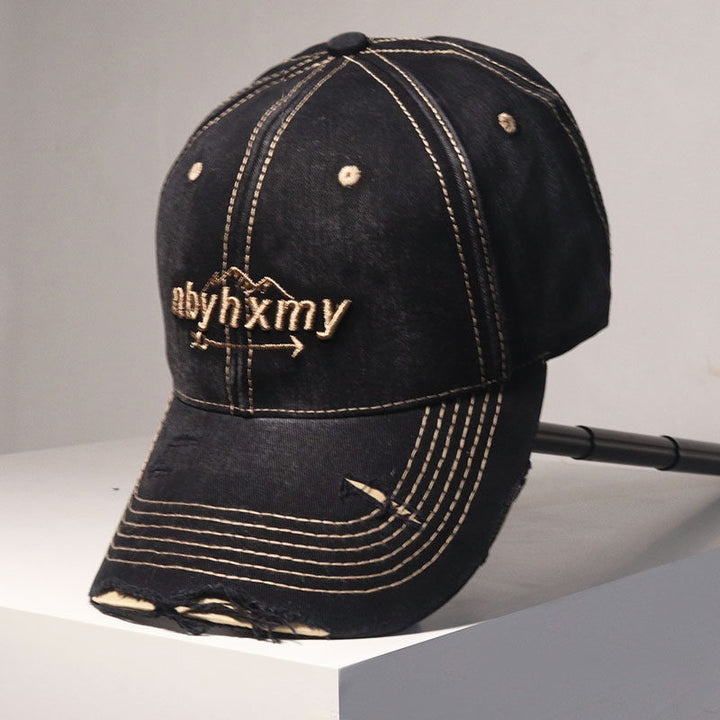 Herre Vintage Slitt Denim Baseball Caps Skanto