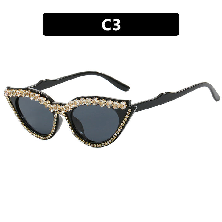 Dame Cat-Eye solbriller med glitrende strass Skanto