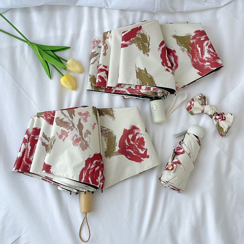 Dame Automatisk Folderegndekker med Blomsterdesign Skanto