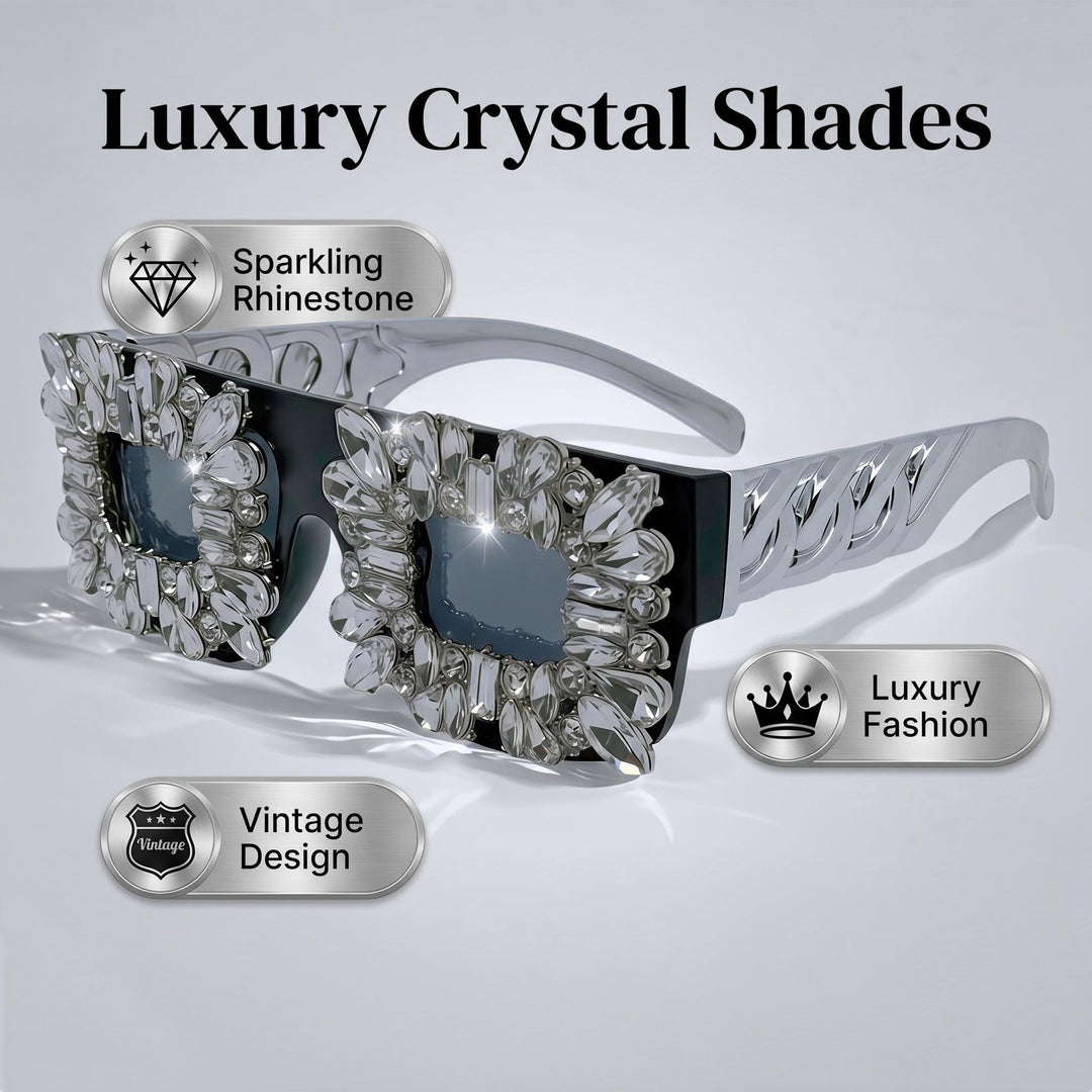 Dame solbrille i vintage design med glitrende krystallpynt Skanto