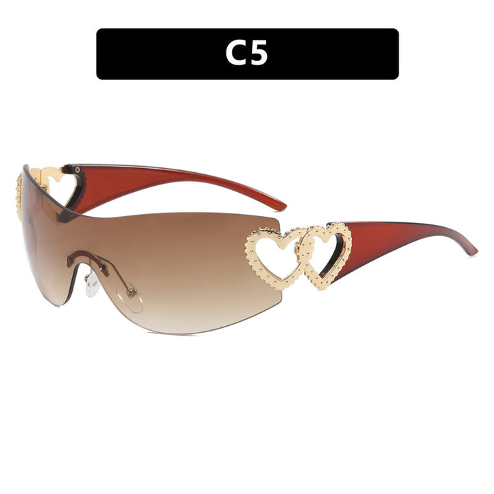 Dame Fashion-solbrille med hjerte-applikasjoner Skanto
