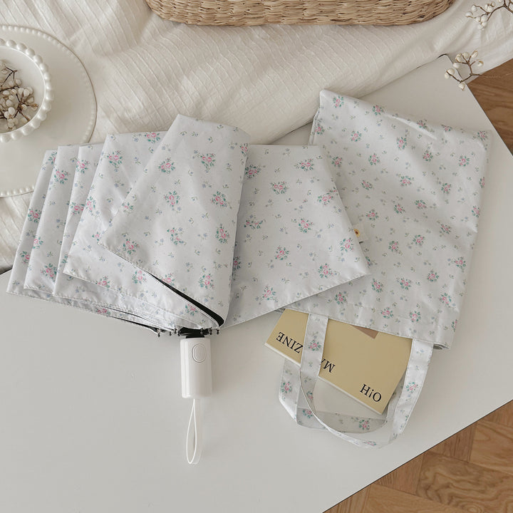 Dame Sammenleggbart paraply med blomstermønster Skanto