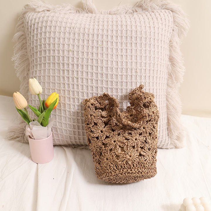 Håndlaget makramee-veske i blomsterdesign Skanto