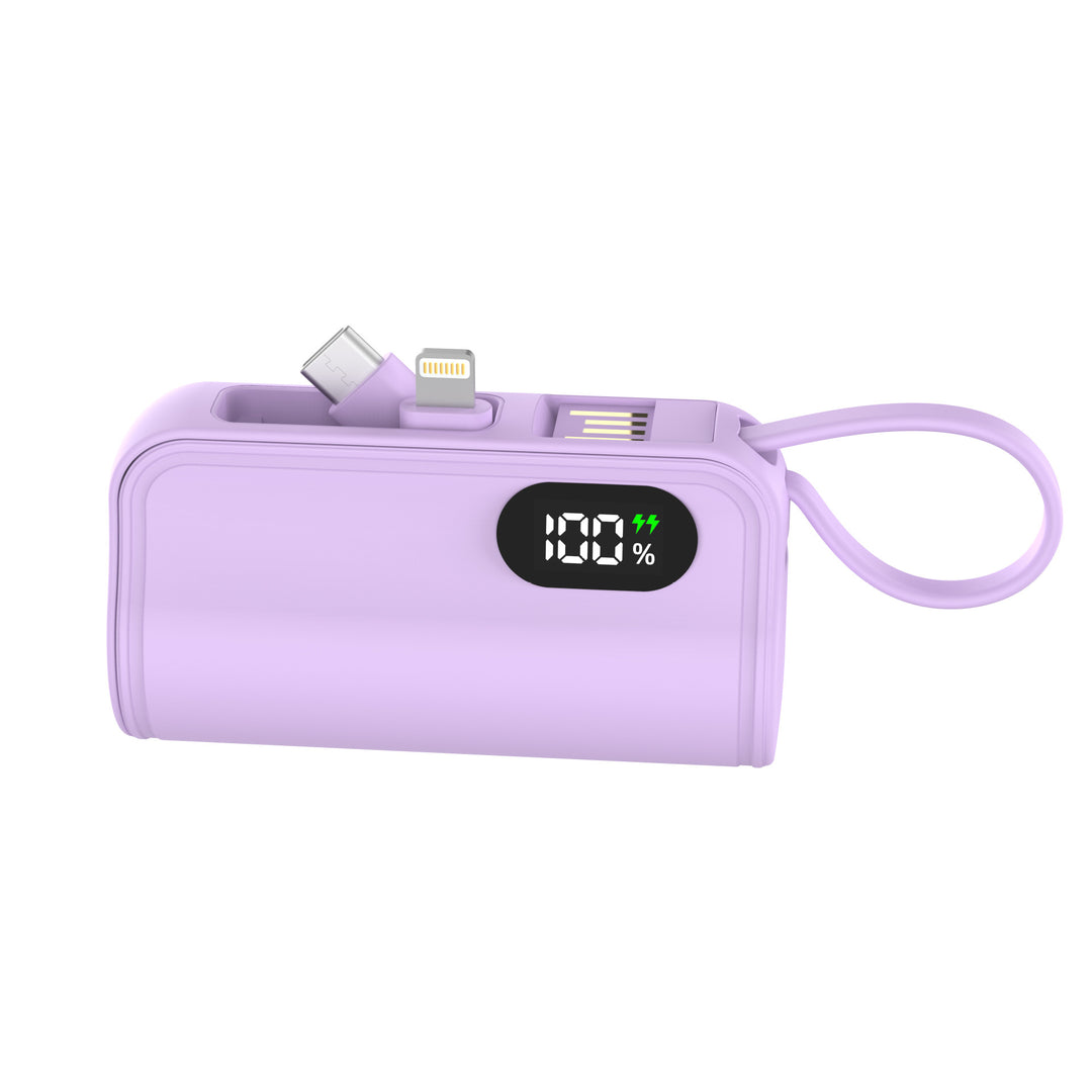 Kompakt Powerbank med integrert ladekabel Skanto