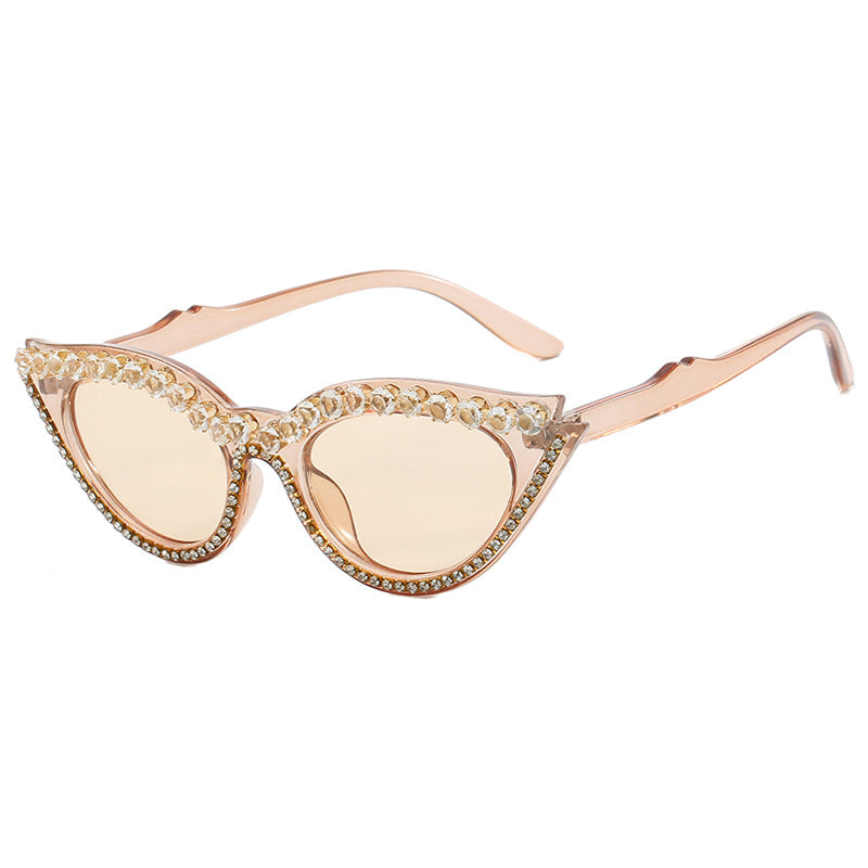 Dame Cat-Eye solbriller med glitrende strass Skanto