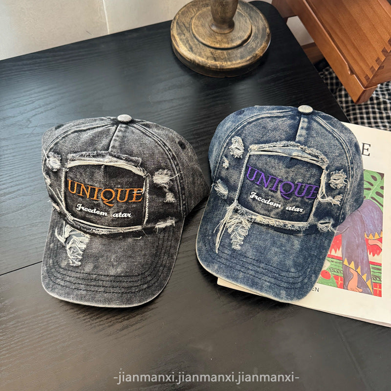 Kvinne's Slitt Denim Baseball Caps Skanto 1784084142