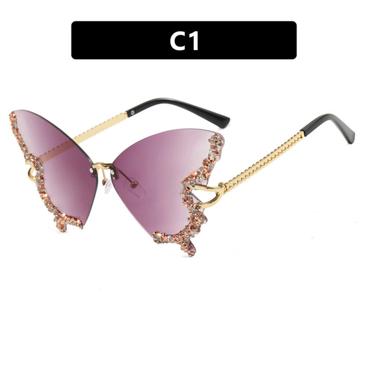 Dame stor Cat-Eye solbriller med glitrende strassdekorasjon og elegant ramme Skanto