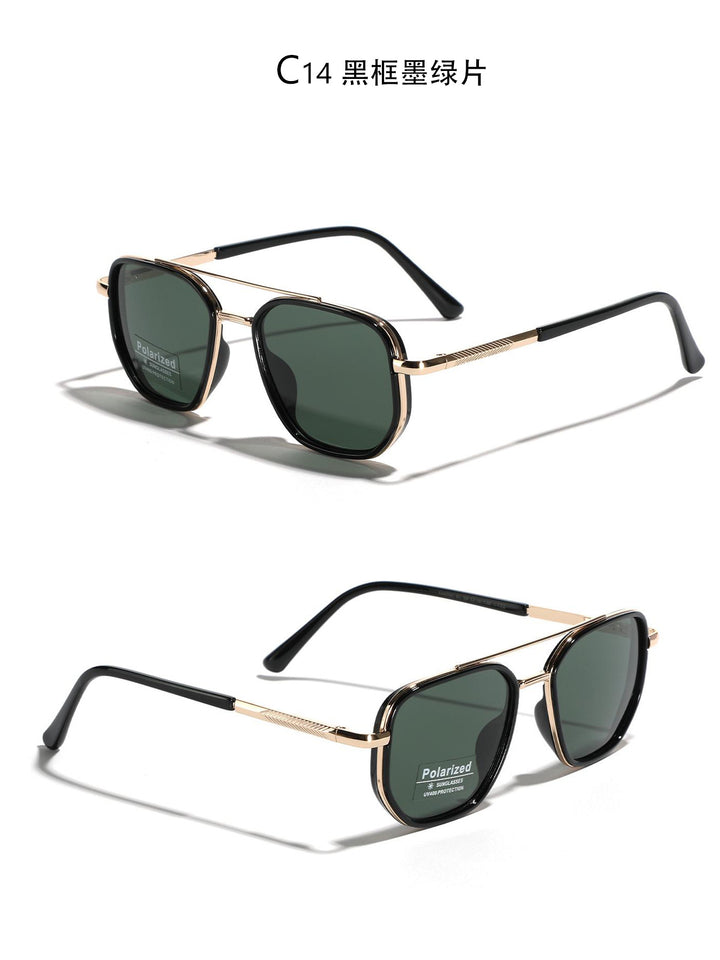 Dame kvadratisk solbrille med polarisert glass og elegant metallramme Skanto