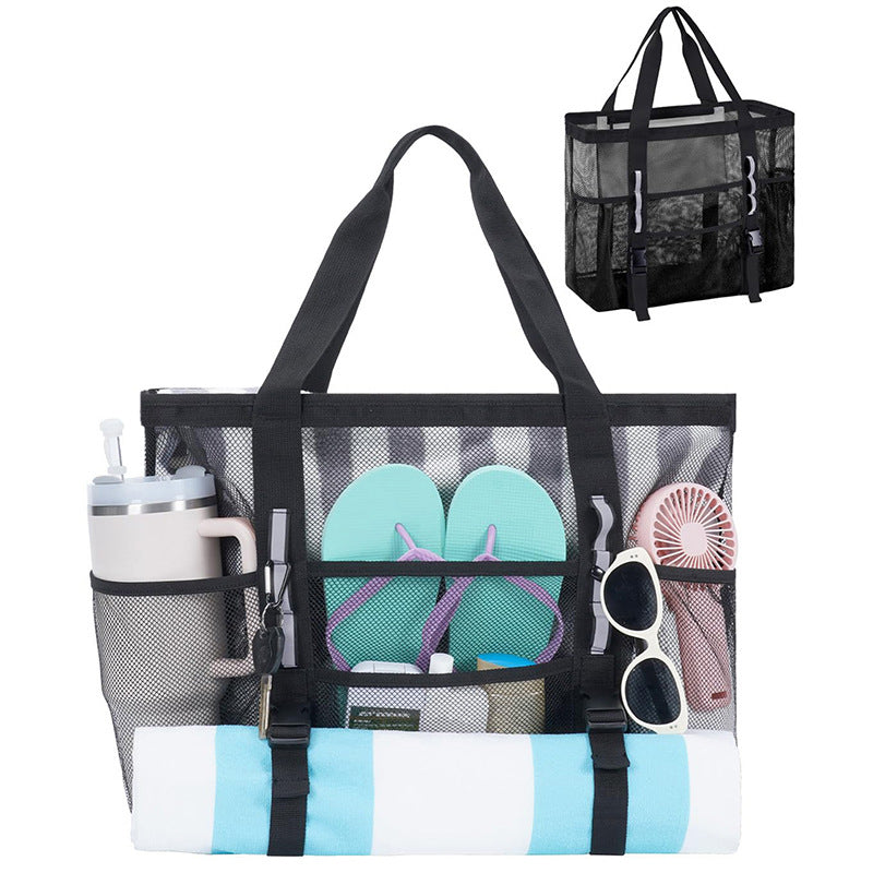 Multifunksjonell strandveske med nettdesign Skanto