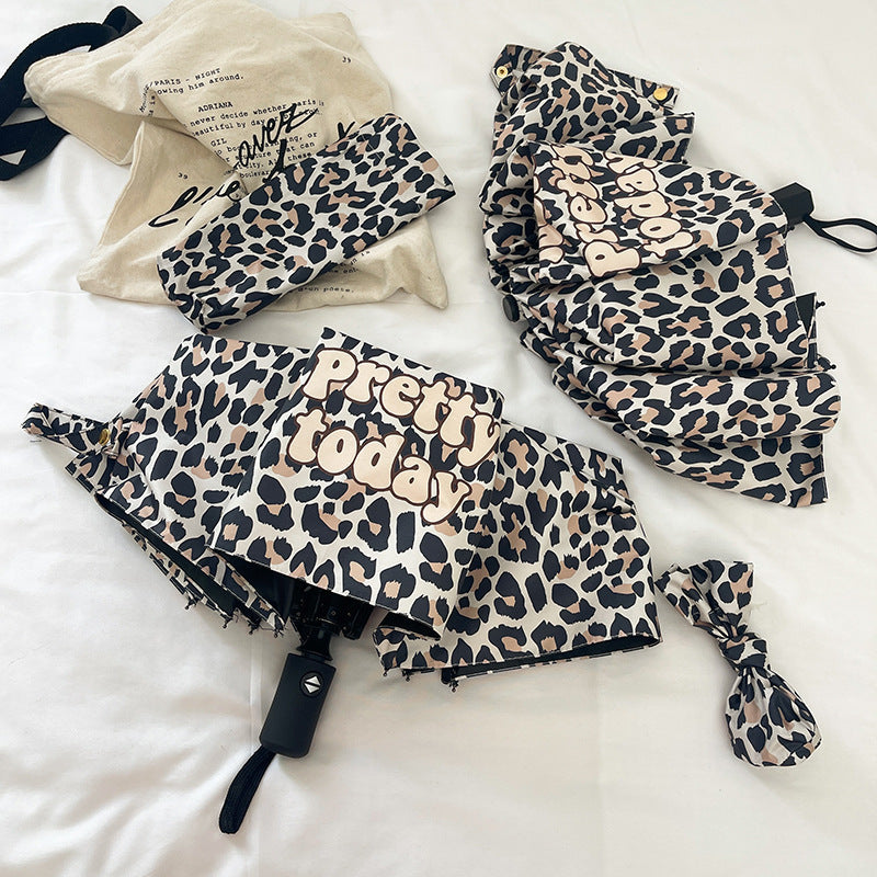 Dame Faltbar Paraply med dynamisk Leopardmønster Skanto