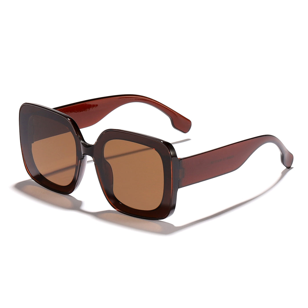 Dame firkantet solbrille med innovativt transparent rammedesign Skanto