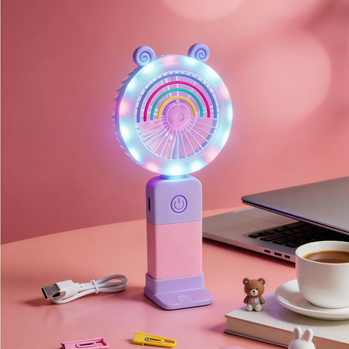 Dame Bærbar LED-vifte med lekent dyredesign Skanto
