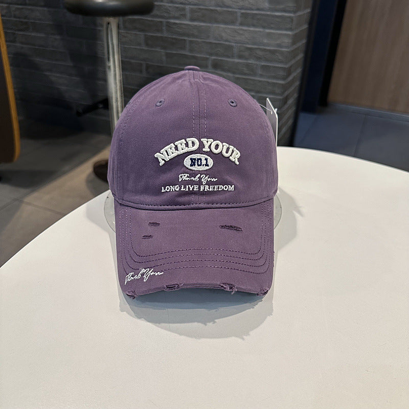 Herre Distressed Cotton Brodert Baseball Cap Skanto