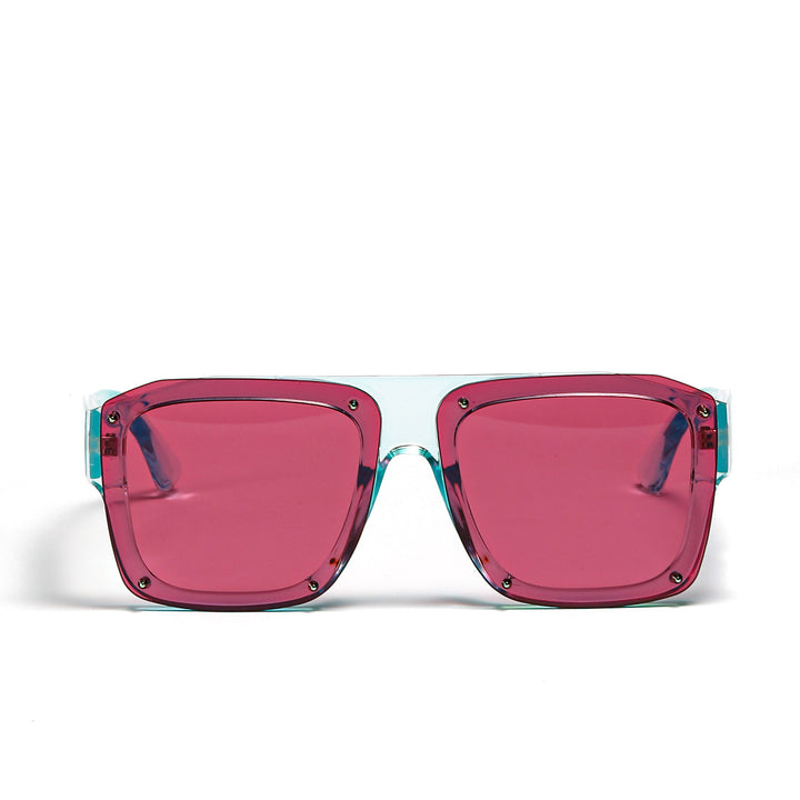Dame Square-solbriller med modig transparent ramme Skanto