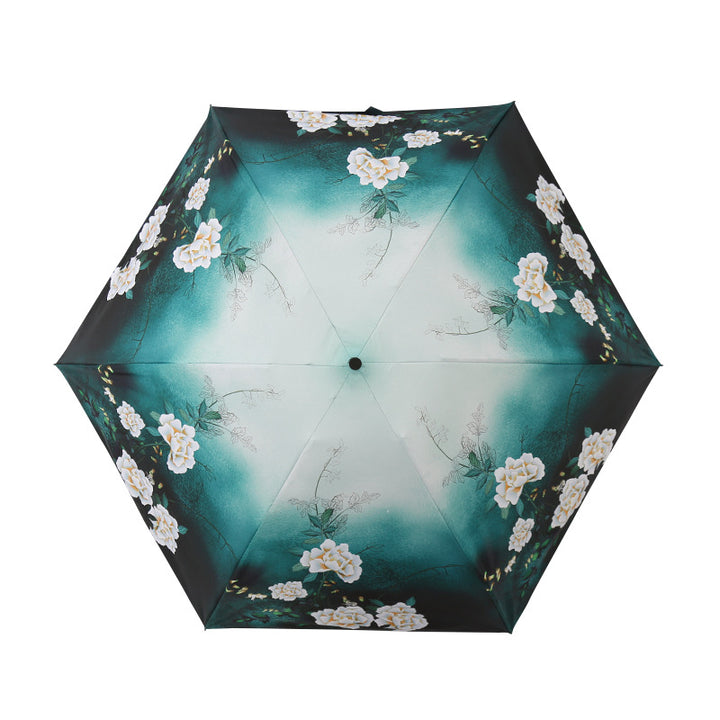 Dames Elegant Paraply med utsøkt blomsterdesign Skanto