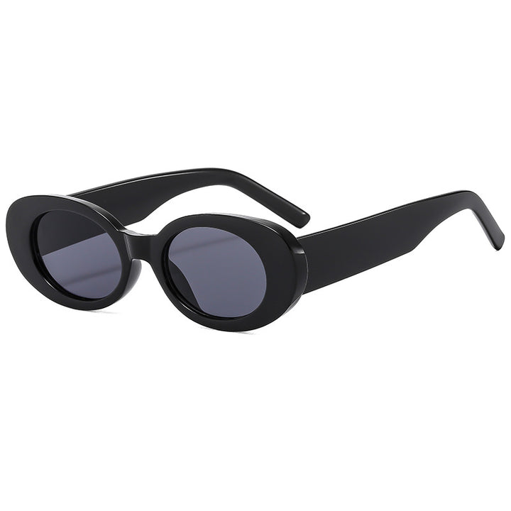Dame modische solbrille med unik oval ramme Skanto