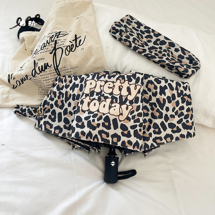 Dame Faltbar Paraply med dynamisk Leopardmønster Skanto