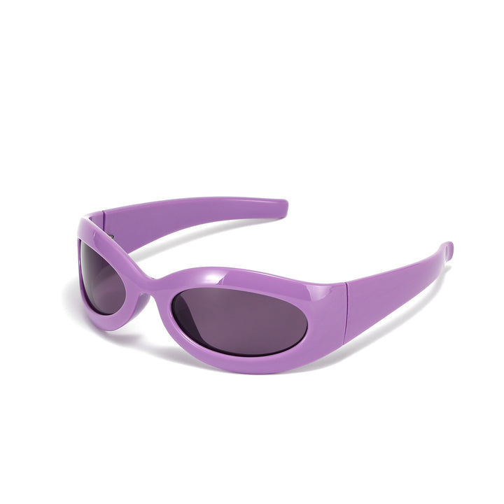 Dame modische retro solbrille i trendy oval design Skanto