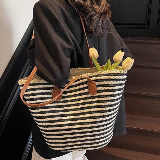 Elegant Bast-crossbody bag with leather handles Skanto