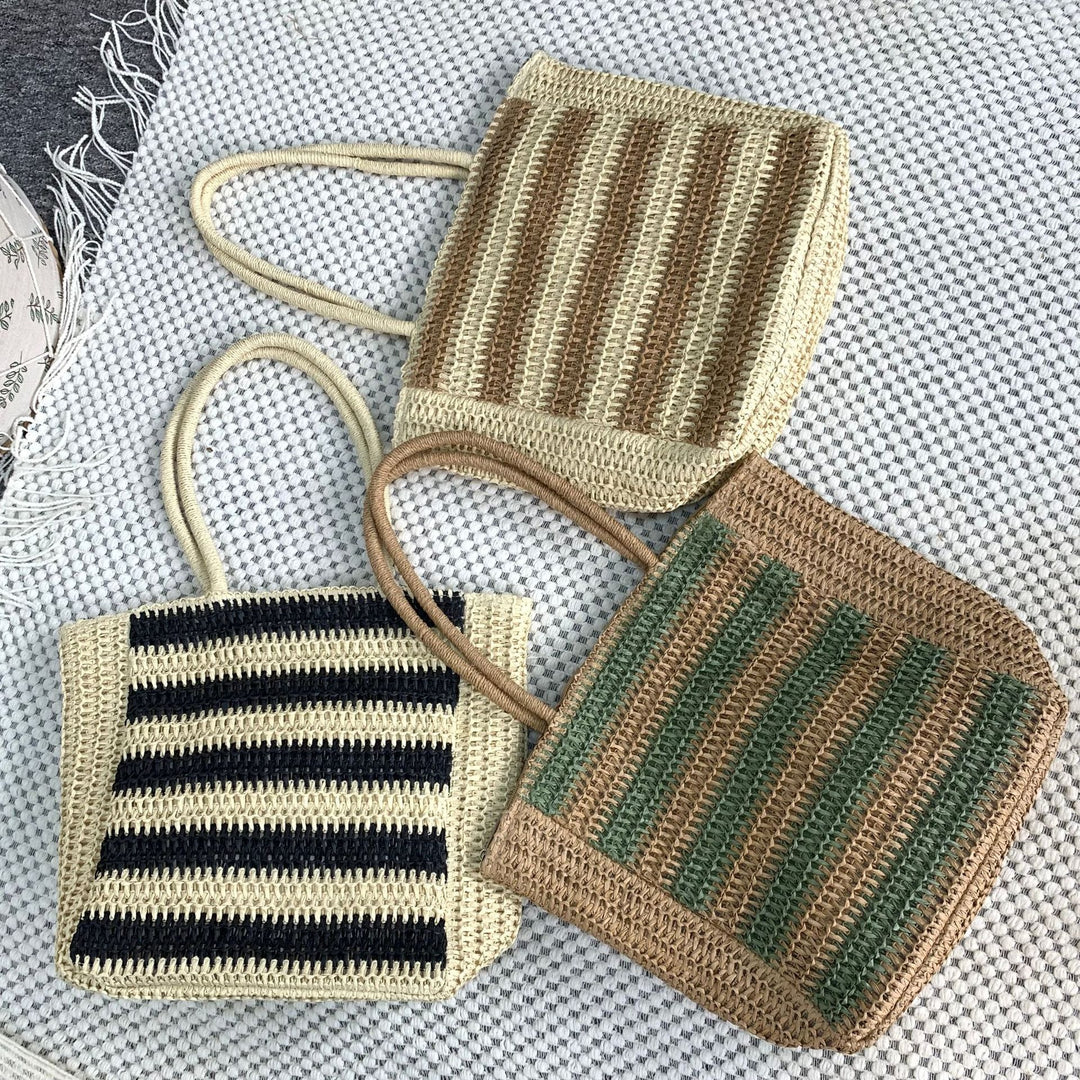 Designer Bastveske med grafisk stripe mønster Skanto
