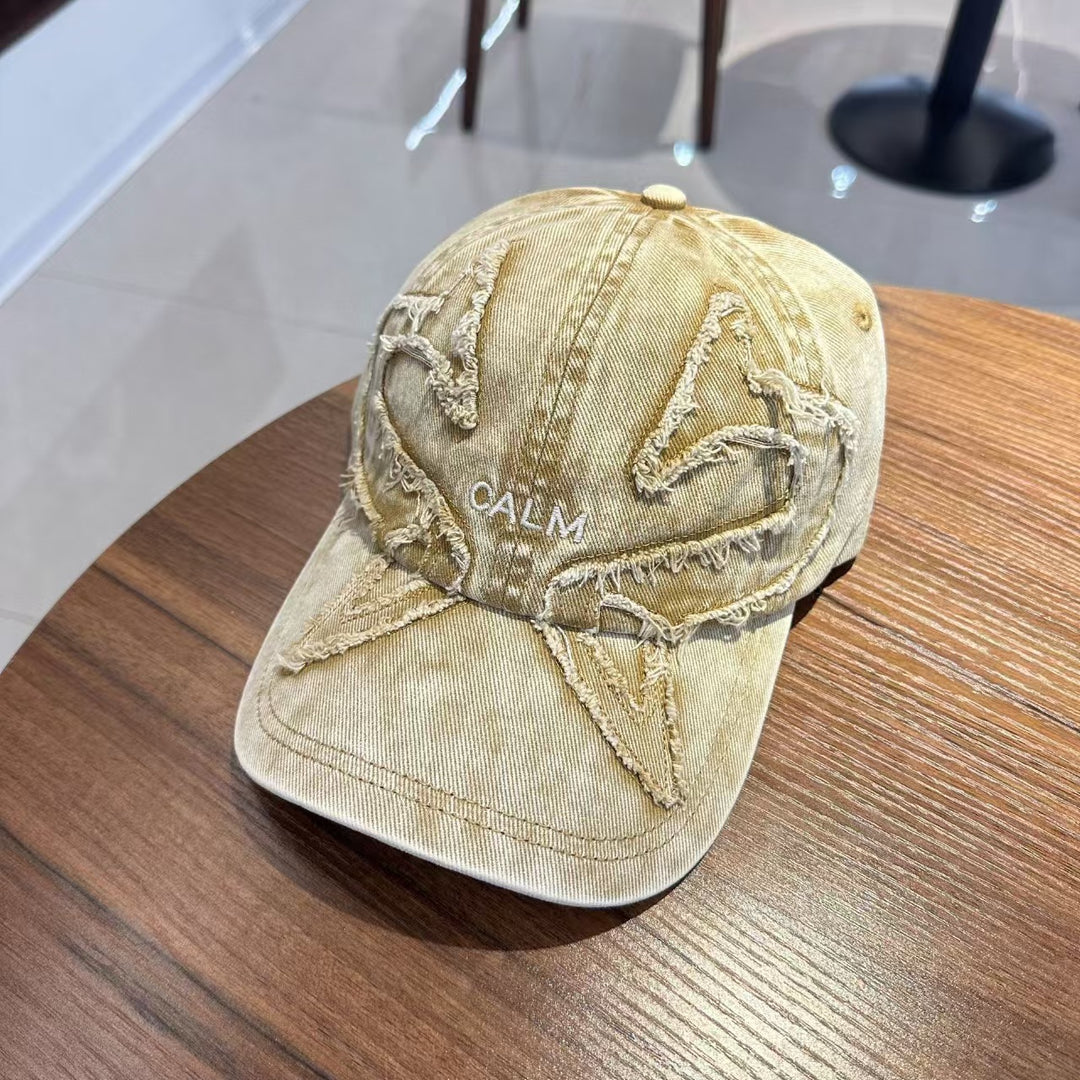 Unisex Slittet Denim Brodert Caps Skanto