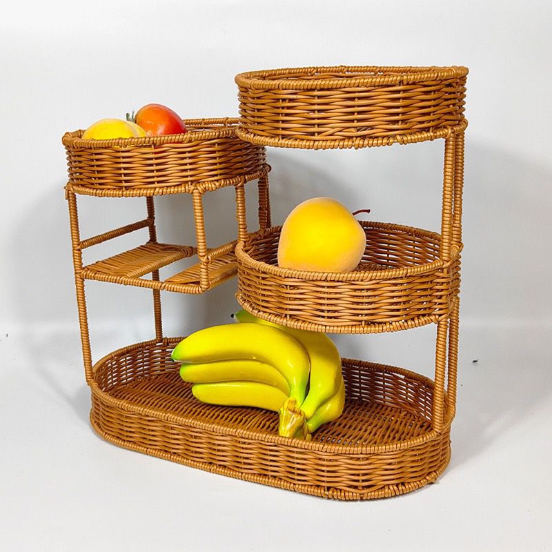 Unisex Rattan Hylle med tre nivåer Skanto