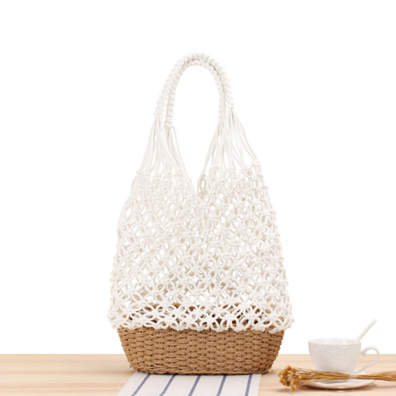 Hand-knotted tote bag with elegant net design Skanto