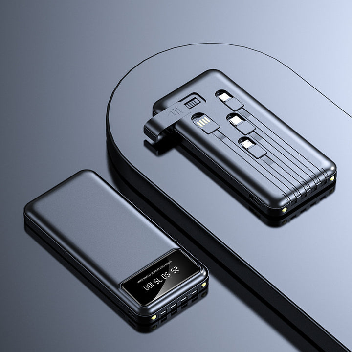 Multifunksjons Powerbank med innebygd ladekabel og digital skjerm Skanto