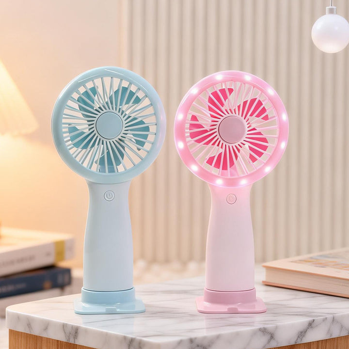 Dame bærbar håndvifte med LED-belysning og USB-tilkobling Skanto
