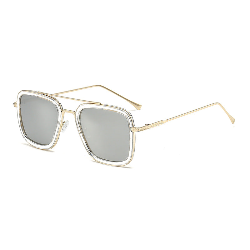 Dame moteristisk kvadratisk solbrille med glamorøs metallramme Skanto