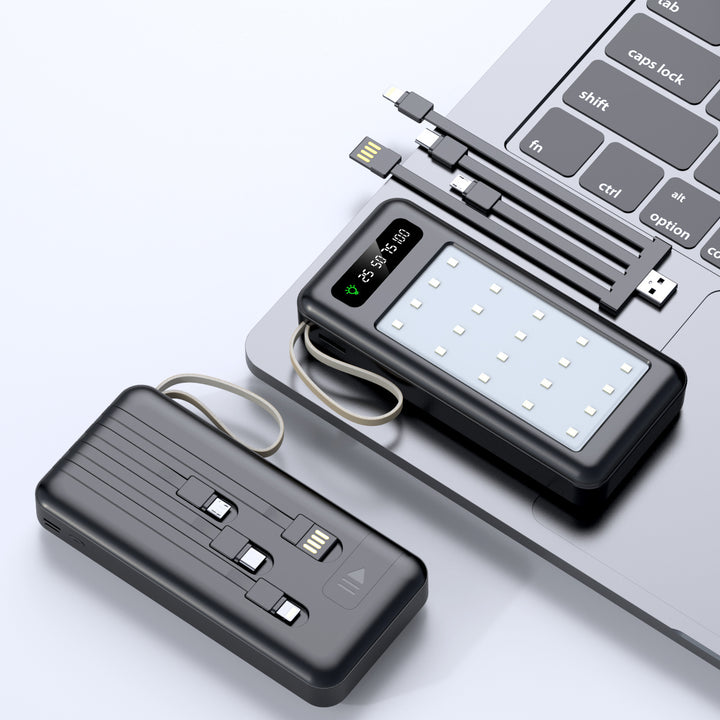 Bærbar Powerbank med multifunksjonell USB-C ladekabel Skanto
