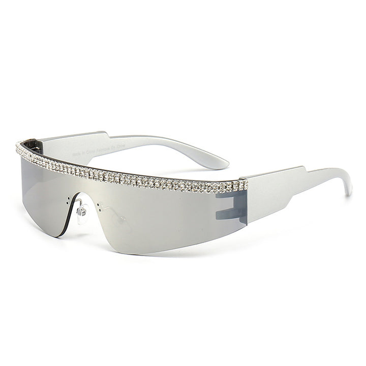 Dame Mode Glamour-solbriller med ramme dekorert med strass Skanto
