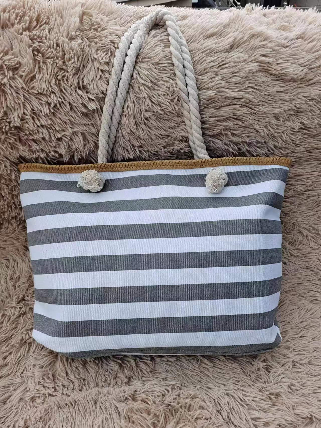 Strandveske med maritim stripe design Skanto