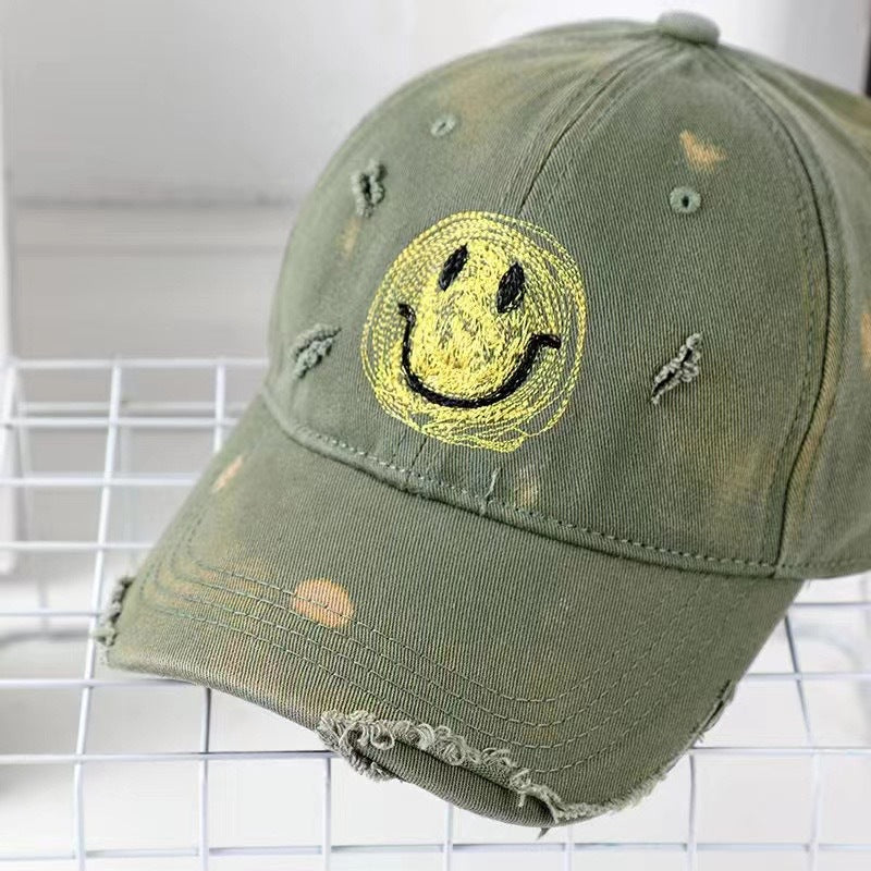 Kvinne's Slitt Smiley Face Baseball Cap Skanto