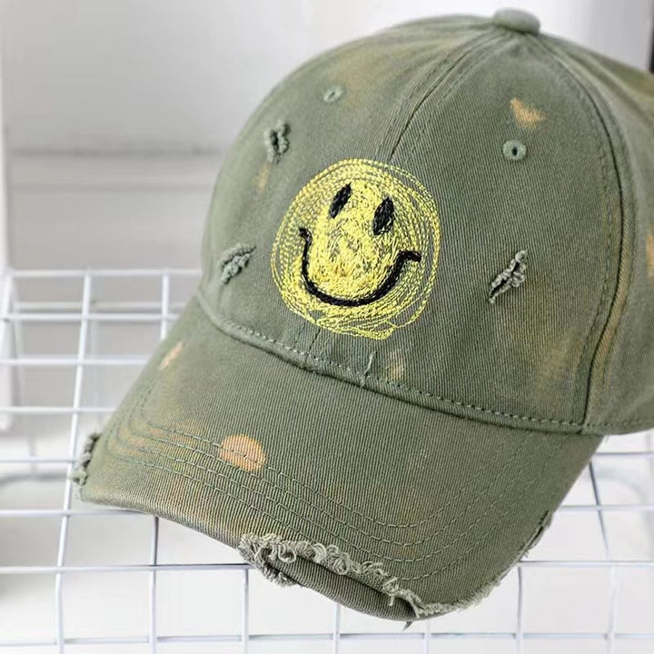 Kvinne's Slitt Smiley Face Baseball Cap Skanto